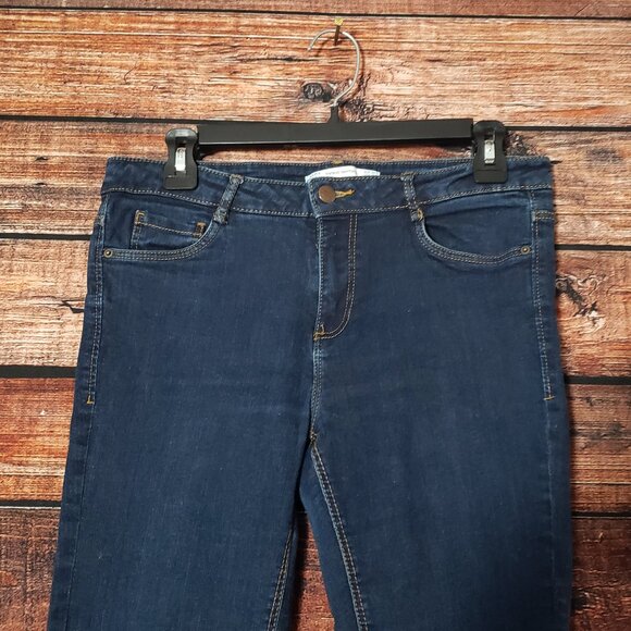 Zara Trafaluc Jeans Size 8 Mid Rise Skinny Dark Wash Blue Denim - Picture 5 of 9